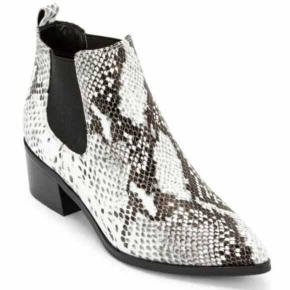 BLONDO Emelia Chelsea Bootie White Snakeskin Print Waterproof Leather Size 8.5 - Picture 1 of 15
